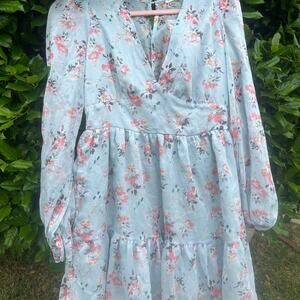 Light blue floral mini dress